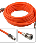 Heavy Duty Air Compressor Hose 5X8mm With Quick Coupler 10M Red PE Tube For Pneumatic Tools High Pressure 12KG Burst Smooth Flexible Works Like A Rock In Hot Or Cold Temps Lets You Handle Big Jobs Without Leaks Quick Reliable Start Up. 10m red PE air hose with quick coupler ends