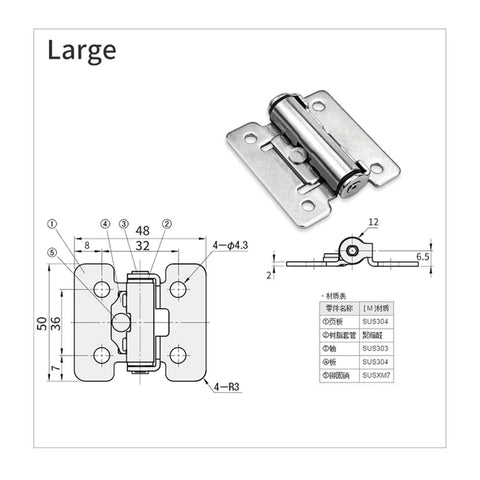 Stainless Steel Hinge With Torque Friction Damping Free Stop Positioning For Precise Door Control 1.5 Nm One Piece Model HHPT 3 7 15