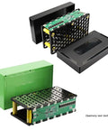 Heavy Duty 48V 13S 6P Electric Bicycle Battery Box Compatible With 18650 Cells Foldable Ebike Enclosure showing black and green cases.