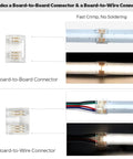Board-to-board and board-to-wire connectors for High Density COB LED Strip Lights 16.4 Feet RGBW Color Changing With 6000K.