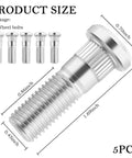 5 Pack M12x1.50 Wheel Stud Kit Steel Lug Stud Replacement For Acura And Honda Cars with product size dimensions