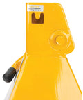 Ratchet Style Jack Stand Set For Lifting Vehicles During Maintenance Heavy Duty 6 Ton Capacity Easy Height Adjustments Yellow Durable Steel Construction For Safe Vehicle Support close-up of the ratchet mechanism