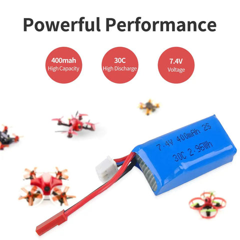 Ultra Compact 400mAh 2S 7.4V 30C LiPo Battery Pack With JST Plug For Micro FPV Racing Drones Tiny Whoop Quads Power