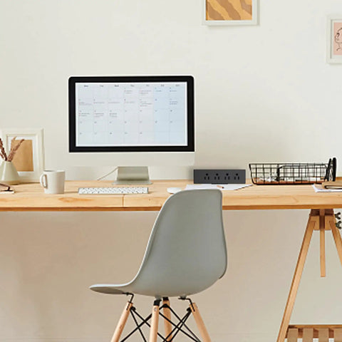 Edge Mount Desk Clamp Power Strip With Eight AC Outlets Plus Two USB A Ports And One USB C 18W Fast Charge in office setup