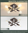 Industrial Four Light Semi Flush Mount Ceiling Light Fixture in Farmhouse Oil Rubbed Bronze Finish with Dope Modern E26 Sputnik Lamps