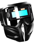 Automatic Welding Helmet With True Color Lens, Safety Cover, And Air Supply Respirator System, front view, industrial design