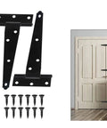 Heavy Duty T Door Hinges With Reinforced Shafts And Screws Included, black zinc iron hardware for wooden gates.