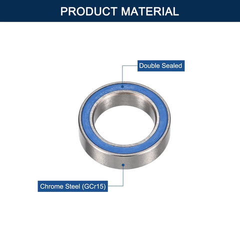 HiPicco 6701-2RS deep groove ball bearing, 12x18x4 mm, blue double-sealed, pre-lubricated chrome steel