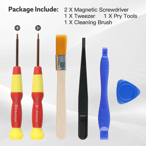 TMR Hall Effect Joystick Replacement Kit 2 Pack, No Drift, 30 in 1 Repair Tool Set with magnetic screwdrivers, brush, tweezer, pry tools