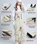 Unisex Ski Bibs Waterproof Snow Overalls Warm Insulated Windproof Snowboarding Pants For Men And Women Outdoor Cold Weather Gear Khaki