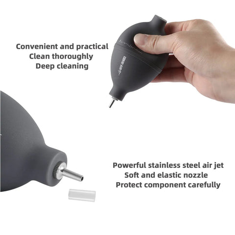 Air Blower Dust Cleaner Tool for Coffee Grinders Cameras Keyboards and Watches with silicone body and stainless steel nozzle