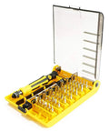 Premium 45 In 1 Precision Screwdriver Set With Insulated Magnetic Handle And High-Strength S2 Bits For Tough Electronics Repairs And Versatile Tool Jobs, yellow case open