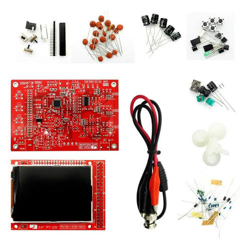 Electronic components and circuit board for Handheld DIY Oscilloscope Kit With 1 MSPS Real Time Sampling, 2.4 Inch Color TFT Display