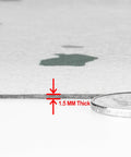 Close-up of Terrazzo Peel And Stick Floor Tiles 12x12 Inch 32 Pack thickness comparison with coin, 1.5mm thick.