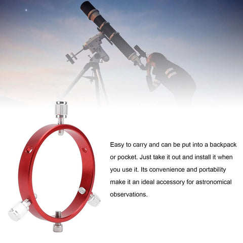 Six Hole 90mm Guiding Scope Ring In Aluminum With M6 And One Quarter Inch Screws Red Mount For 70 To 90mm Astrophotography Gear