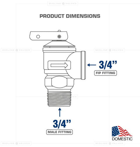 Front view of GUHW-QSW256 pressure relief valve for tankless water heater, forged brass, 3/4 in FIP x MIP, Amazon