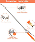 Heavy Duty 44 Inch Sprayer Wand For One Half Inch Hose Quick Connectors Stainless Steel With Built In Shutoff Valve Brass Barb Tips