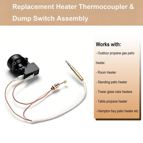 Longer 23.5 Inch Thermocouple and FD4 Dump Switch for Propane Patio Heaters, Plug and Play Universal Replacement for Outdoor Gas Heaters, Easy Install, Safe Auto Shutoff visible