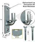 Two Piece Wall Mount Gate Hinges Heavy Duty For Chain Link Fences With Five Eighth Inch Pin Built Tough To Stop Gate Sag And Keep Outdoor Entrances Aligned And Ready For All Weather Use, galvanized steel hinge with screws