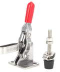 Beefy Industrial Grade Stainless Steel Toggle Clamp With Quick Release For Metalworking And Welding 60kg Holding Capacity close-up view.