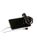 SmartLav Plus Lavalier Microphone for Smartphones and Tablets With Clip-On Mount and Foam Pop Shield attached to a smartphone
