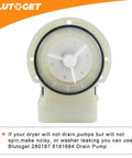 Hella Reliable Heavy Duty 280187 8181684 Washer Drain Pump Motor for Whirlpool Duets, Maytags, Kenmores.