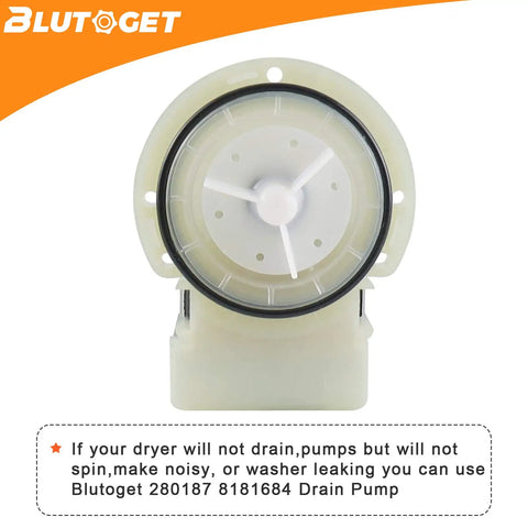 Hella Reliable Heavy Duty 280187 8181684 Washer Drain Pump Motor for Whirlpool Duets, Maytags, Kenmores.