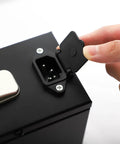 Close-up of the charging port on High Capacity Rechargeable Battery For RXFSP Electric Stair Climbing Hand Truck Dolly.