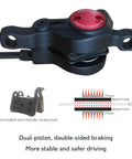 Close-up of EBike Hydraulic Disc Brake Set With Power Off Sensor caliper, showing dual-piston mechanism and pad placement.