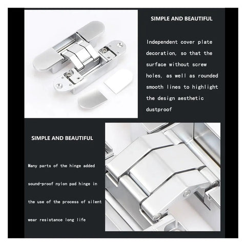 Stainless Steel Heavy Duty Commercial Door Hinges For Invisible 180 Degree Hidden Folding Doors With 3D Adjustable Cross Opening Easy Install Smooth Quiet Close For Front Doors Cabinets And Boxes