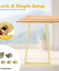2 Pack Gold Trapezoid Metal Table Legs Beefy Heavy Duty Full Welded Furniture Legs With Non Slip Pads 440.92 Lbs Load