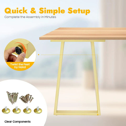 2 Pack Gold Trapezoid Metal Table Legs Beefy Heavy Duty Full Welded Furniture Legs With Non Slip Pads 440.92 Lbs Load