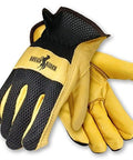 Rough Rider Mesh Back Leather Driver Gloves With Premium Grain Palms And Knuckles X Large Gold And Black Durable Work Gloves Pack Of 12