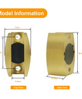 Bottom Guide For Sliding Shower Door In Brushed Gold Finish, 2 By 1 Inch Size, Glass Clamp For 1/4 To 3/8 Inch Thickness, side and top view