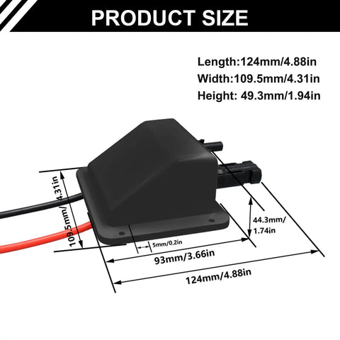 Side view of Solar Cable Entry Gland With 10AWG 3.28 Foot Extension Cable UV Resistant And Waterproof Solar Junction Box