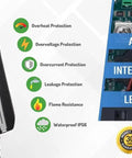 Level 2 Electric Vehicle Charger With Adjustable 10 To 32 Amperage Range showing LED display and ABS shell features.