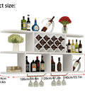 Solid Wood Wall Mounted Wine Rack With Stem Glass Holder Kickback Ready Industrial Vintage Vibe Multipurpose Storage Shelf 69.8cm tall.
