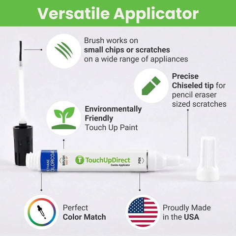 White Appliance Touch Up Paint Kit With Dual Pen And Brush Applicators For Home Repair, shown with applicators.