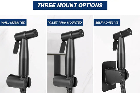 High Pressure Handheld Bidet Sprayer Kit For Toilet With Soft And Jet Modes, three mounting options: wall-mounted, tank-mounted, adhesive