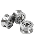 Rock Solid V Groove Guide Roller Bearing With Self Aligning Ball Bearing Design 15Mm X 41Mm X 20Mm showcasing steel exterior and smooth surface.