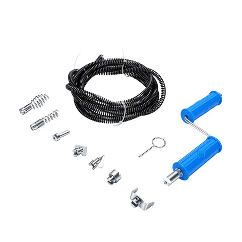 Heavy Duty Drain Auger Attachment For Kitchen Sink And Shower With 5 Meter Cable and alloy steel cutter heads for plumbing.