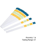 pH Test Strips 0 To 14, 100 Indicator Papers Litmus Tester for home lab or garden, fan display of strips with color indicators