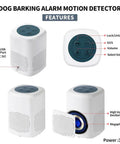 Outdoor Dog Bark Alarm With Motion Detector 1000 Foot Range Realistic Dog Bark Sounds Adjustable Volume Loud Alarm Welcome Ding Dong And Melodies Home Security Sensor For Yard Porch, white USB power unit