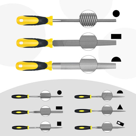 Pro Grade Steel File Set With Half Round And Round Files Plus Six Needle Files for woodworking and metalworking projects
