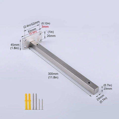 Rock Solid Two Pack Heavy Duty Wall Mounted Shelf Brackets Crafted From Brushed Stainless Steel and hardware detail.