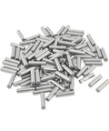 100 Pack Stainless Steel Dowel Pins 3.6mm By 15.8mm Precision Fasteners scattered on a white background
