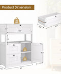 Space Saving Freestanding Bathroom Cabinet With One Door And Three Drawers Modern Floor Storage Organizer dimensions view