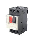 Heavy Duty Three Pole Thermal Magnetic Circuit Breaker Rated 0.25 To 0.4 Amps with control buttons and DIN-rail mount.