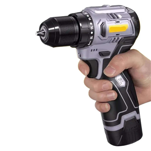 Killer Brushless Electric Drill and Cordless Mini Screwdriver with 16.8V Lithium-ion Battery Pack held in a hand, showcasing its ergonomic design.