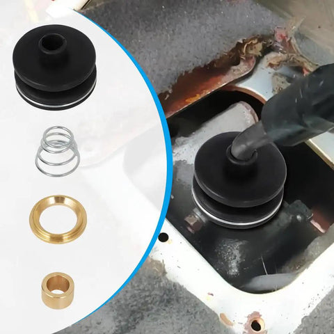 Geo Tracker Suzuki Sidekick Shifter Repair Kit For 1989 To 1998 5 Speed Transmission Lever with brass bushings, boot, and spring.
